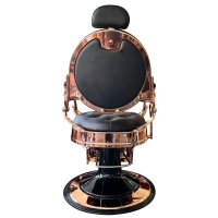 Retro fotel barberski RENOIR LUX ROSE GOLD - aksamitna czerń