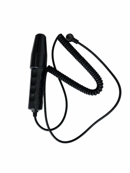 High-Frequency Electrode Handpiece – Angled 5-Pin Connector, Black Coiled Cable