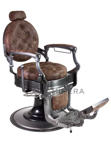 Retro barber chair MONET - suede brown