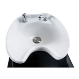 Myjnia fryzjerska ATLAS - umyvalka biała, matowy czarny