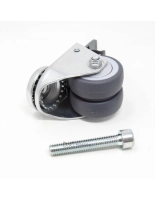 Swivel twin caster with brake