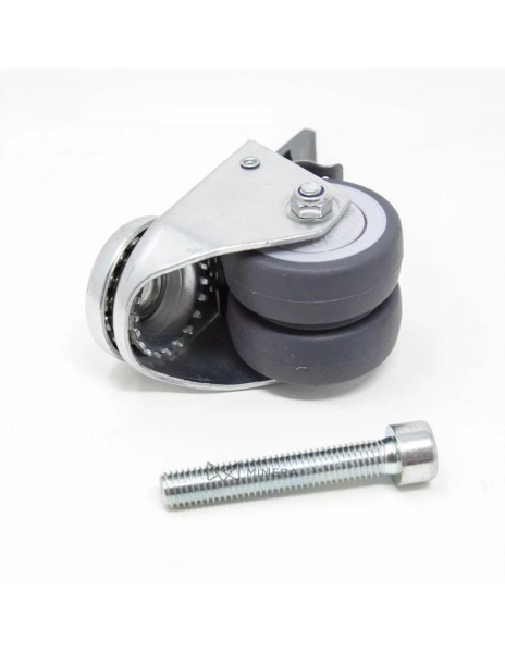 Swivel twin caster with brake