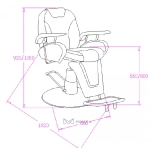 Barber křeslo LEON - lesklá černá