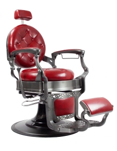 Retro barber chair MONET - shiny red
