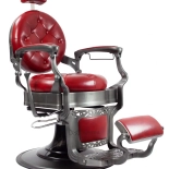 Retro barber chair MONET - shiny red