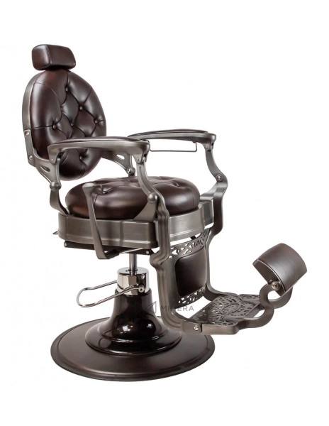Retro barber kreslo MONET - lesklá hnedo-čierna