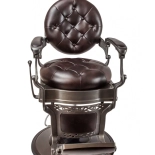 Retro barber kreslo MONET - lesklá hnedo-čierna