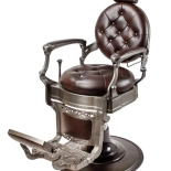 Retro barber kreslo MONET - lesklá hnedo-čierna