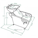 Myjnia fryzjerska ATLAS - umyvalka biała, matowy czarny