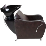 Kadeřnický mycí box GLAMI - černé umyvadlo, lesklá hnědo-černá