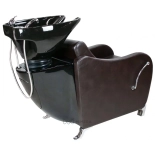 Kadeřnický mycí box GLAMI - černé umyvadlo, lesklá hnědo-černá