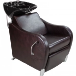 Kadeřnický mycí box GLAMI - černé umyvadlo, lesklá hnědo-černá