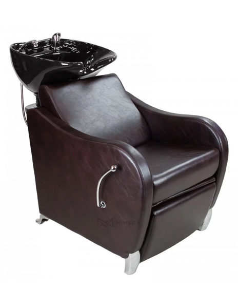 Kadeřnický mycí box GLAMI - černé umyvadlo, lesklá hnědo-černá