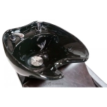 Kadeřnický mycí box GLAMI - černé umyvadlo, lesklá hnědo-černá