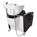 Myjnia fryzjerska ATLAS - umyvalka biała, matowy czarny