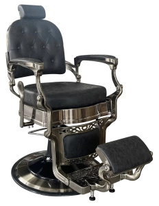 Retro barber chair CEZANNE BRONZ - suede black