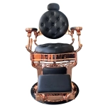 Retro barber chair RENOIR LUX ROSE GOLD - velvet black