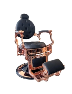 Retro barber chair RENOIR LUX ROSE GOLD - velvet black
