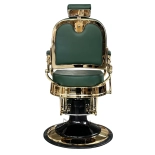 Retro barber chair CEZANNE LUX GOLD - velvet green