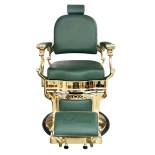 Retro barber chair CEZANNE LUX GOLD - velvet green