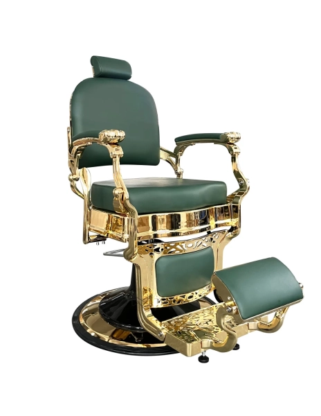 Retro barber chair CEZANNE LUX GOLD - velvet green