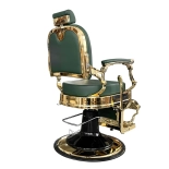 Retro barber chair CEZANNE LUX GOLD - velvet green