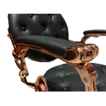 Retro barber chair RENOIR LUX ROSE GOLD - velvet black