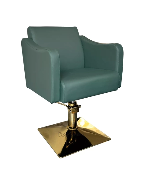 Fotel fryzjerski SAMILE GOLD - aksamitna zieleń