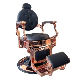 Retro barber kreslo RENOIR LUX ROSE GOLD - zamatová čierna