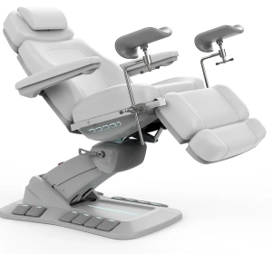 Electric treatment bed RAMON GYNO DELUX E4 – rotatable, white, medical-grade PVC