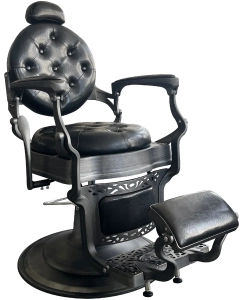 Retro barber kreslo RENOIR GREY - lesklá čierna