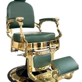 Retro barber chair CEZANNE LUX GOLD - velvet green