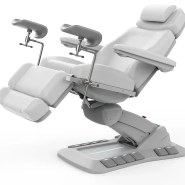 Elektryczne łóżko zabiegowe RAMON GYNO DELUX E4 – obrotowe, białe, PVC w jakości medycznej