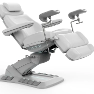 Elektryczne łóżko zabiegowe RAMON GYNO DELUX E4 – obrotowe, białe, PVC w jakości medycznej