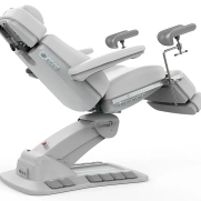 Electric treatment bed RAMON GYNO DELUX E4 – rotatable, white, medical-grade PVC